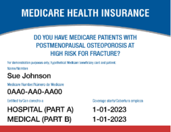 Example of Medicare Health Insurance card